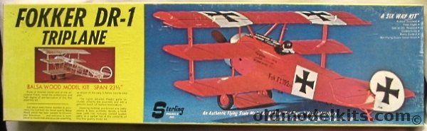 Sterling Fokker DR-1 Triplane 23.5 Inch Wingspan, E2 plastic model kit